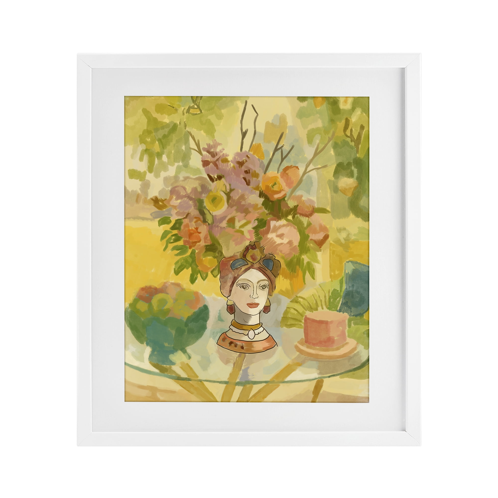 Stupell Industries Flower Head Vase White Framed Print Under Glass, design by Amelia Noyes