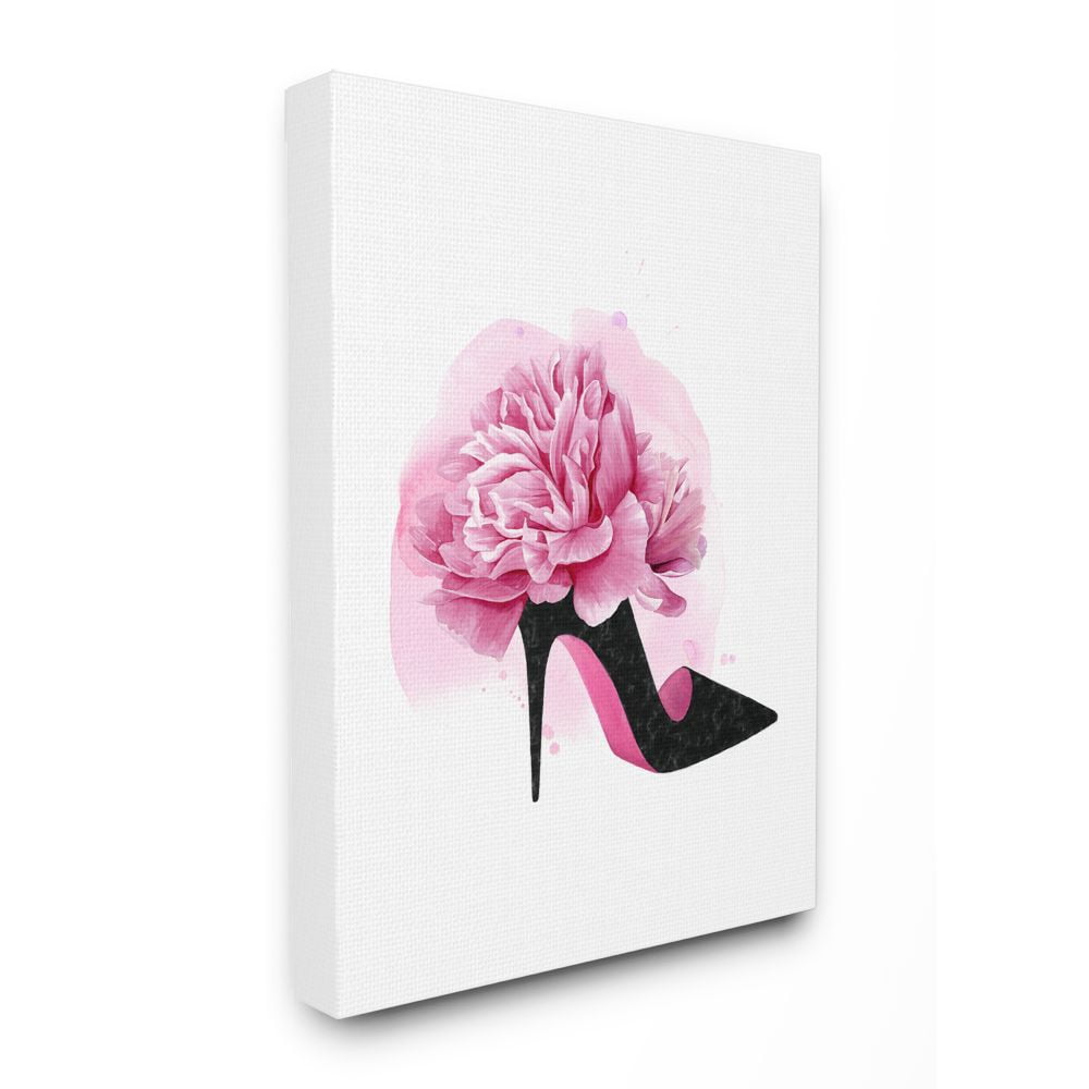 Stupell Industries Flower Heel Black Pink Glam Fashion Design Canvas Wall Art by Grace Popp