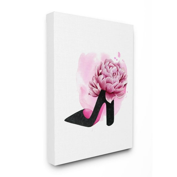 Stupell Industries Flower Heel Pink Black Glam Fashion Design Canvas Wall Art by Grace Popp