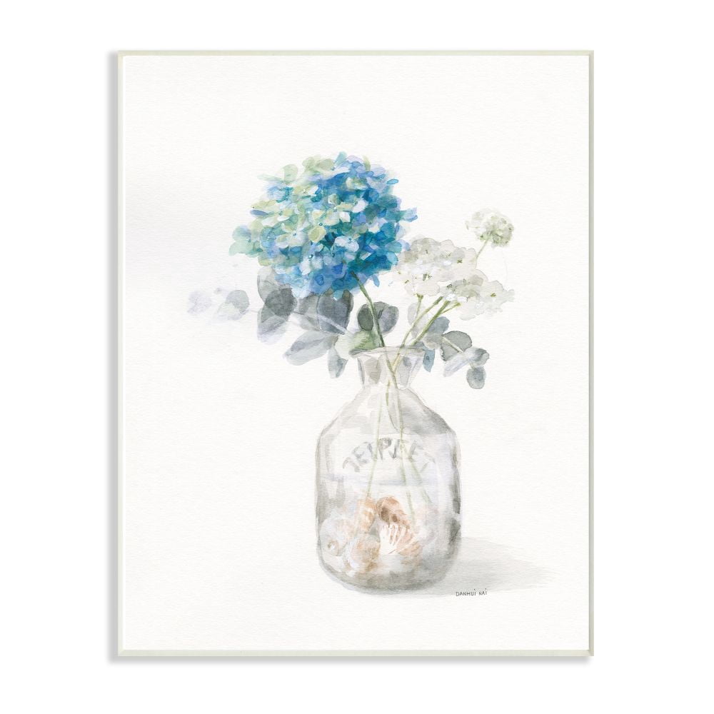 Stupell Industries Flower Jar Beach Still Life Blue Painting Wall Plaque Art by Danhui Nai