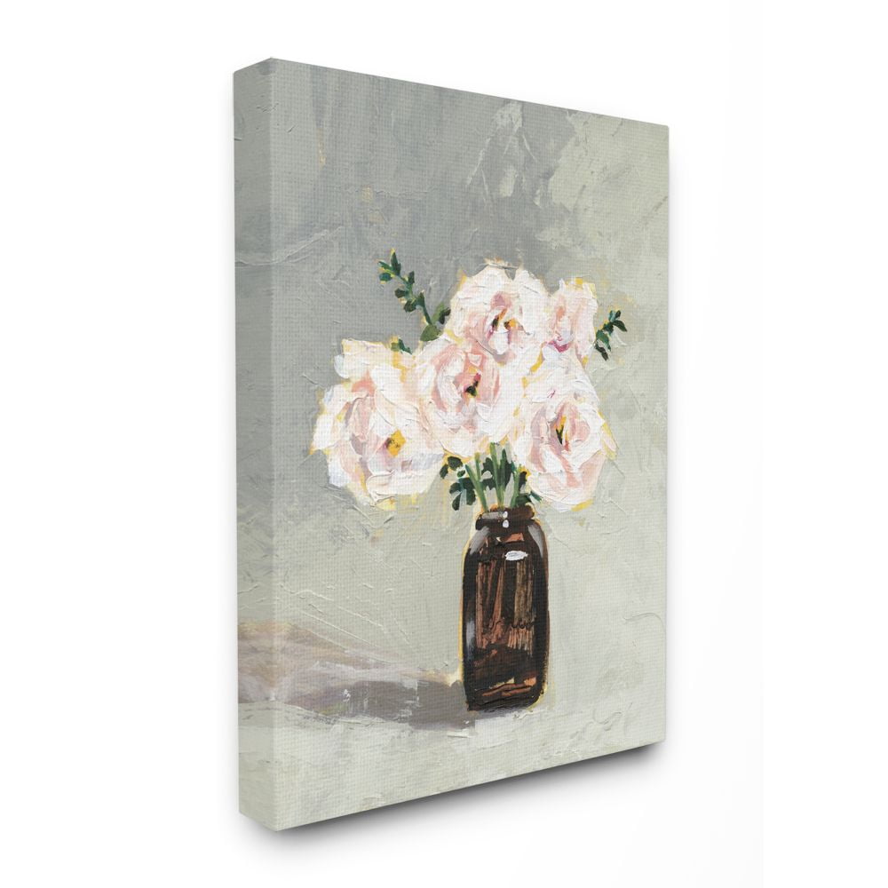 Stupell Industries Flower Jar Green Pink Modern Painting Canvas Wall Art by Victoria Borges