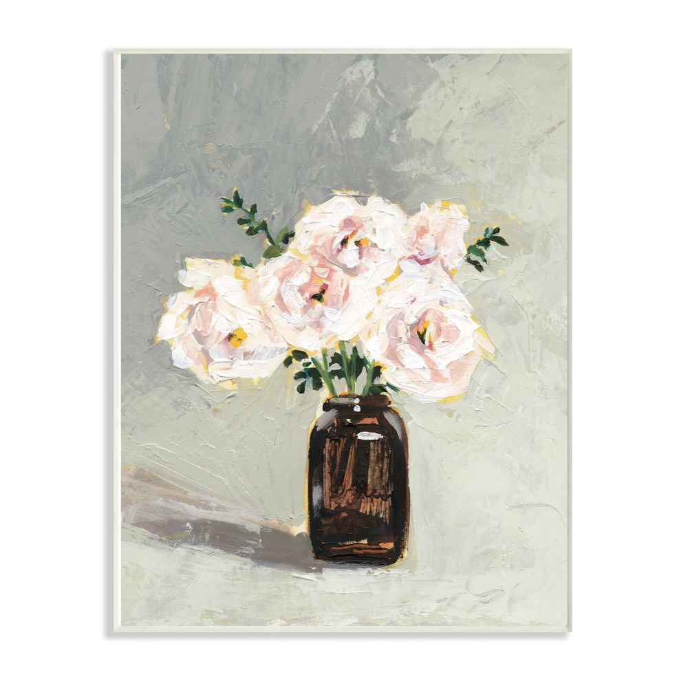 Stupell Industries Flower Jar Green Pink Modern Painting Wall Plaque Art by Victoria Borges