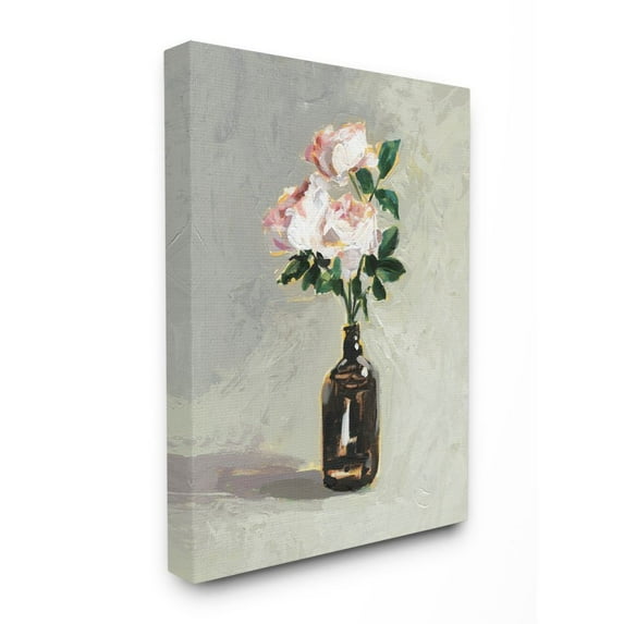 Stupell Industries Flower Jar Green Pink Neutral Modern Painting Canvas Wall Art by Victoria Borges