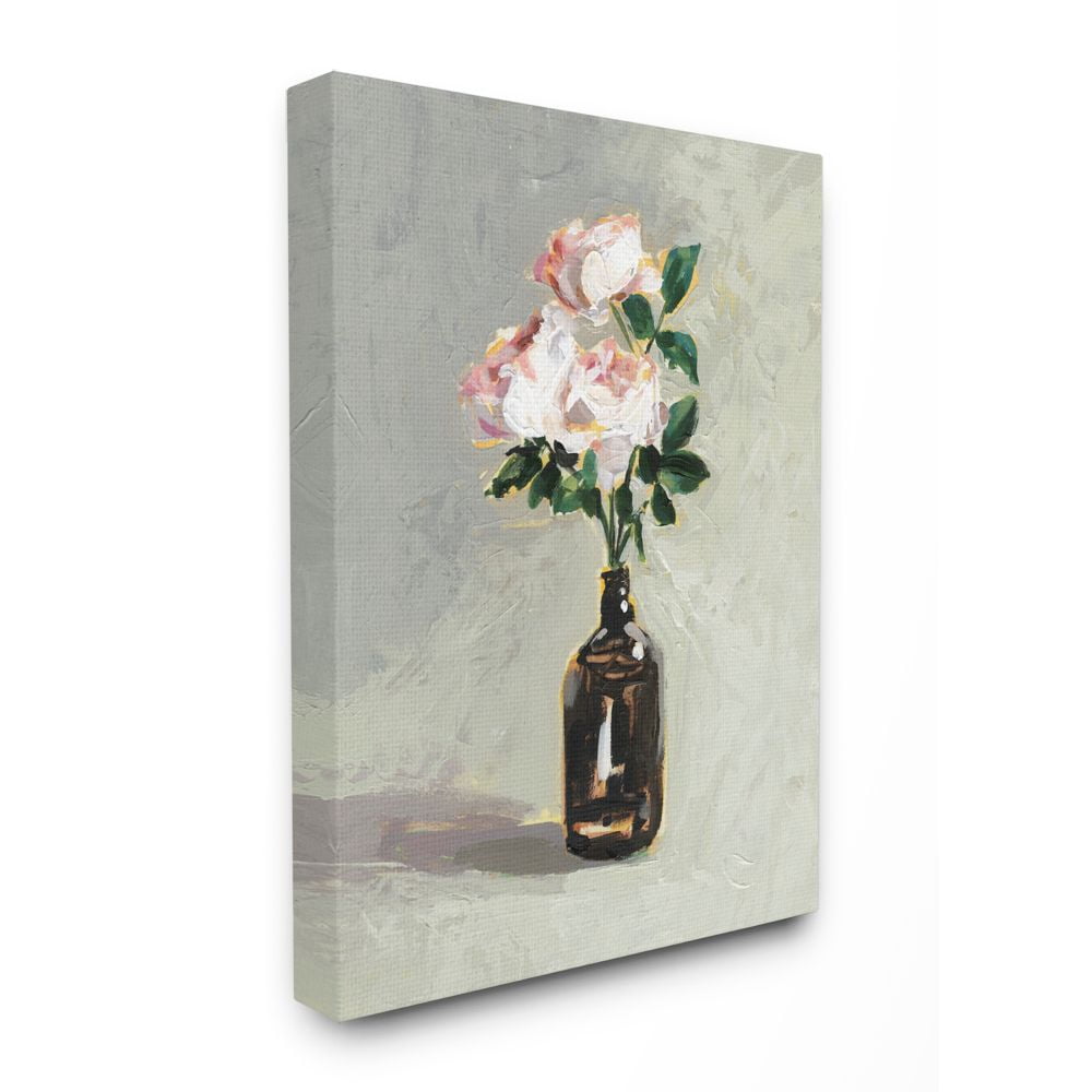 Stupell Industries Flower Jar Green Pink Neutral Modern Painting Super Canvas Wall Art by Victoria Borges