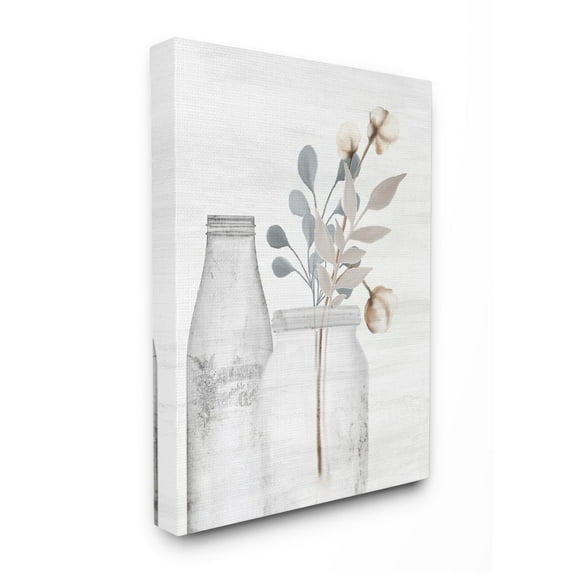 Stupell Industries Flower Jar Pink Blue Grey Painting Canvas Wall Art by Kimberly Allen