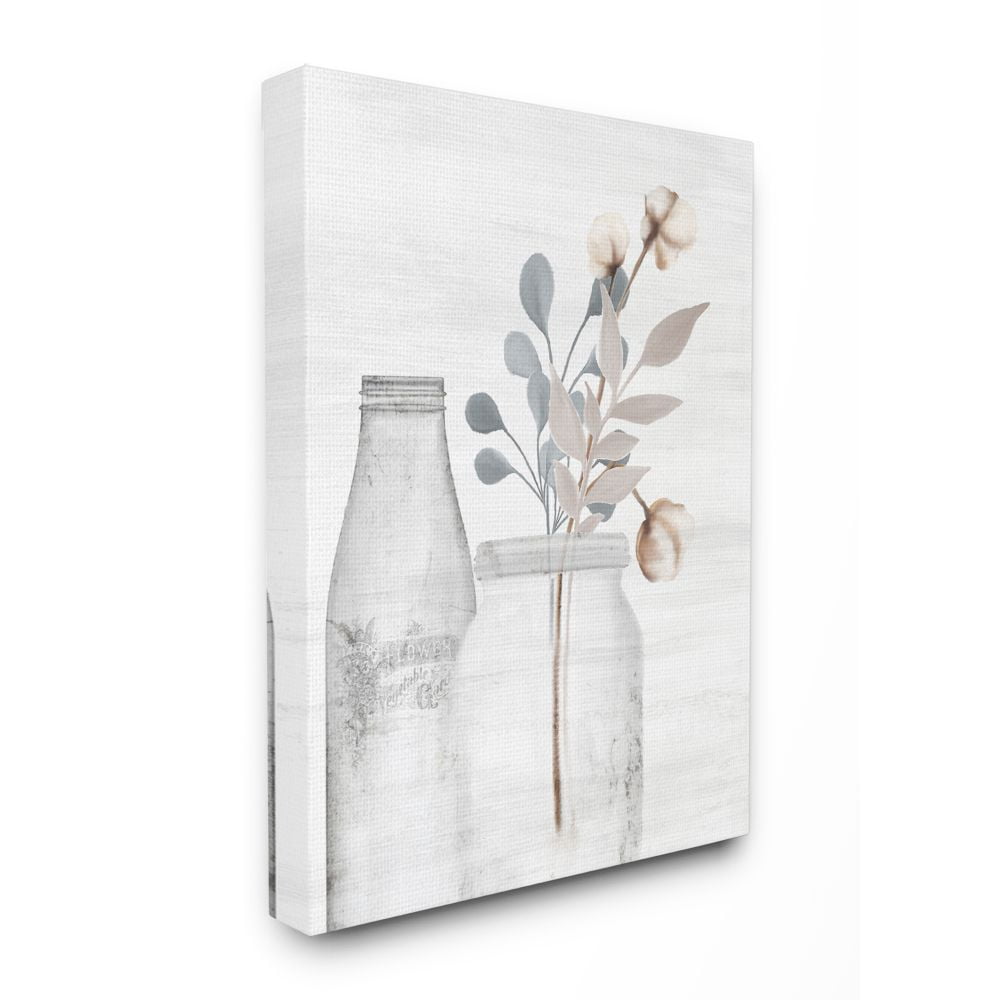 Stupell Industries Flower Jar Pink Blue Grey Painting Super Canvas Wall Art by Kimberly Allen
