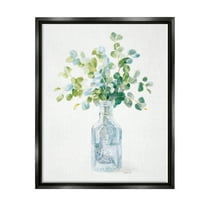 Stupell Industries Flower Jar Still Life Green Blue Painting Jet Black Framed Floating Canvas Wall Art, 16x20, by Danhui Nai