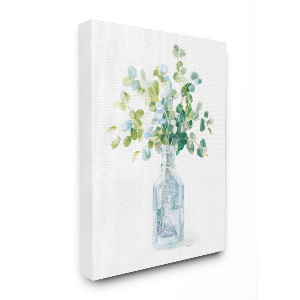 Stupell Industries Flower Jar Still Life Green Blue Painting Super Canvas Wall Art by Danhui Nai