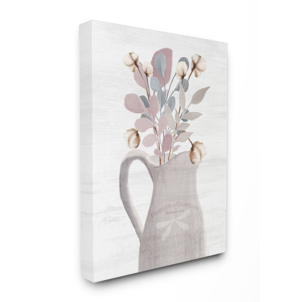 Stupell Industries Flower Jars Pink Blue Grey Neutral Painting Canvas Wall Art by Kimberly Allen