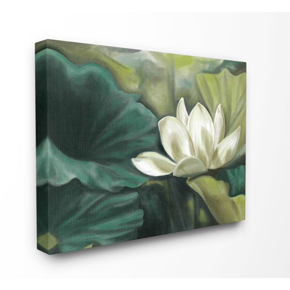 Stupell Industries Flower Lily Soft Oil Green White Painting Canvas Wall Art by Daphne Polselli