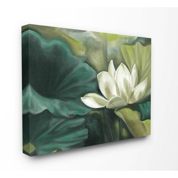 Stupell Industries Flower Lily Soft Oil Green White Painting Canvas Wall Art by Daphne Polselli