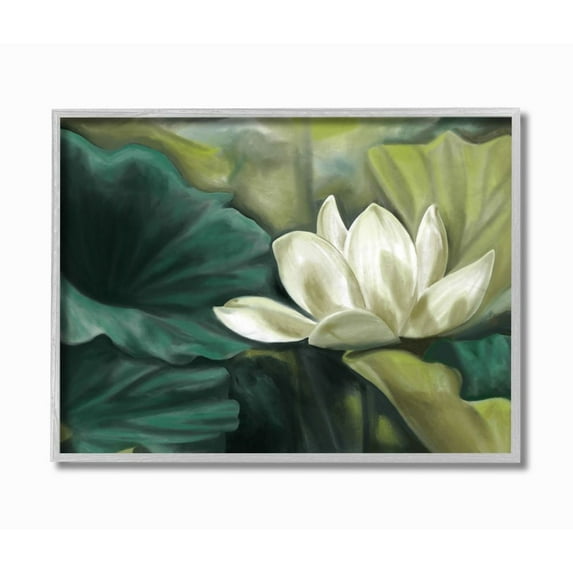 Stupell Industries Flower Lily Soft Oil Green White Painting Framed Wall Art By Daphne Polselli