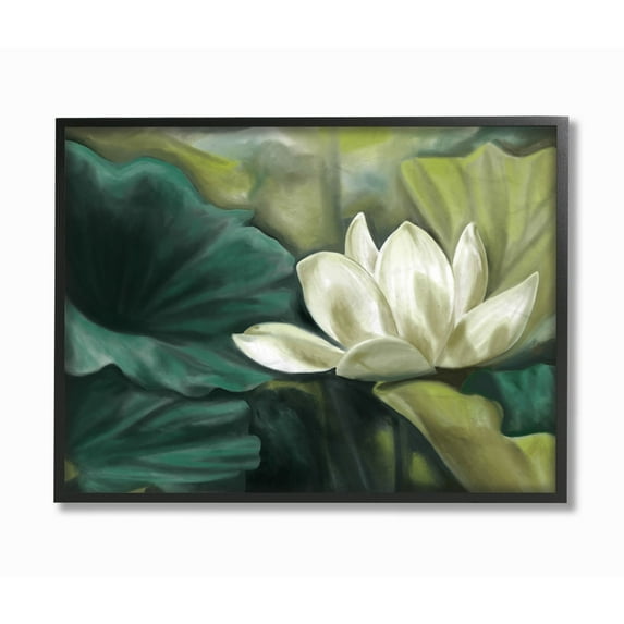 Stupell Industries Flower Lily Soft Oil Green White Painting Framed Wall Art by Daphne Polselli
