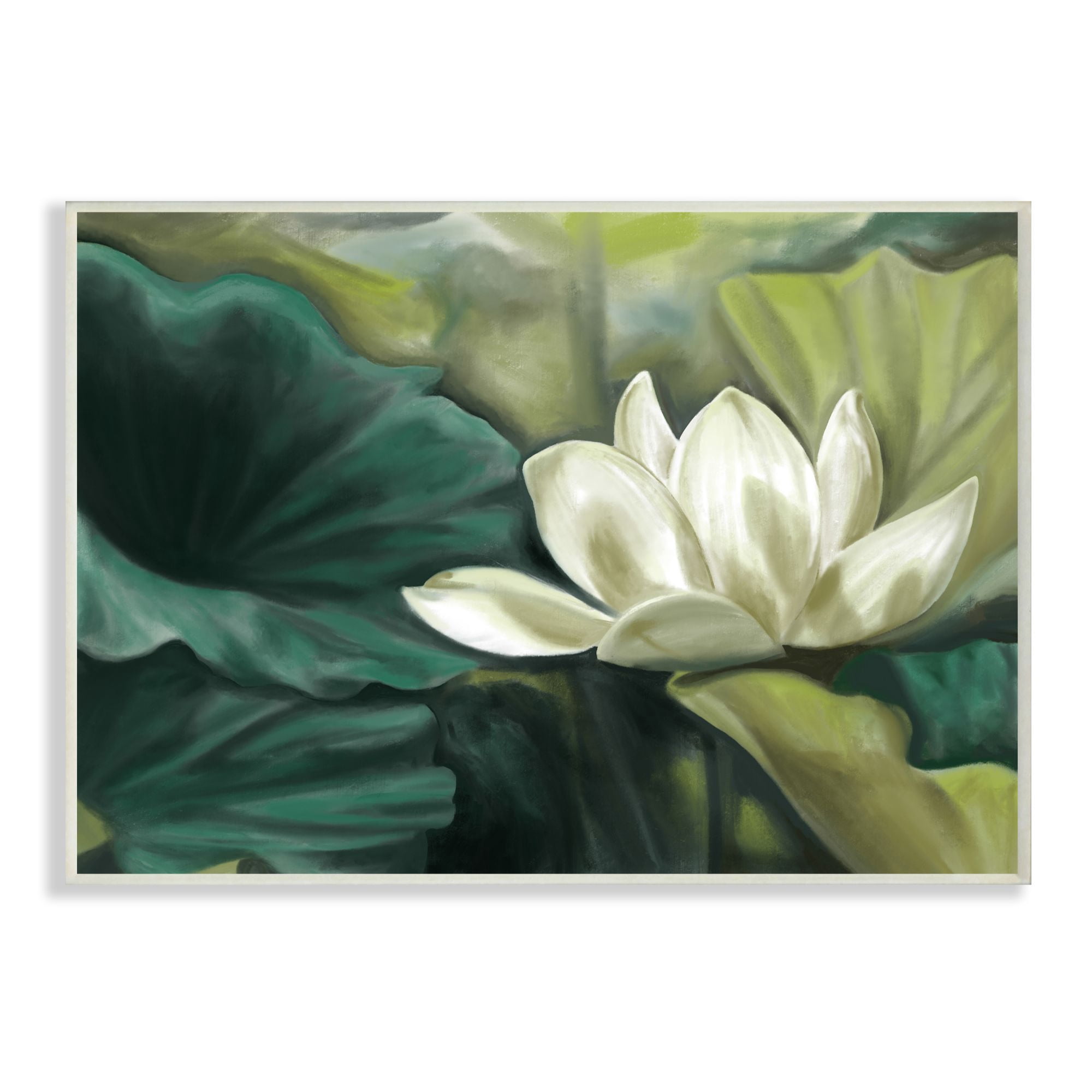 Stupell Industries Flower Lily Soft Oil Green White Painting Wall Plaque by Daphne Polselli