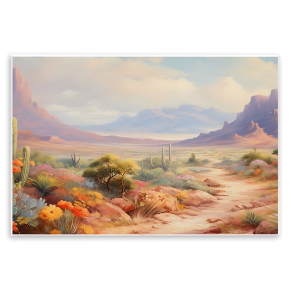 Stupell Industries Flower Lined Desert Path Landscape & Nature Painting Unframed Art Print Wall Art, 15 x 10