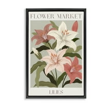 Stupell Industries Flower Market Lilies Black Framed Floater Canvas Wall Art design by Courtney Haley, 25 x 17