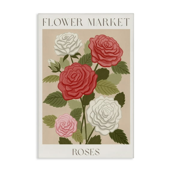 Stupell Industries Flower Market Roses Canvas Wall Art design by Courtney Haley, 30 x 20