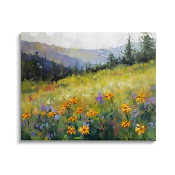 Stupell Industries Flower Meadow Painting Landscape Painting Gallery Wrapped Canvas Art Print Wall Art, 20 x 16