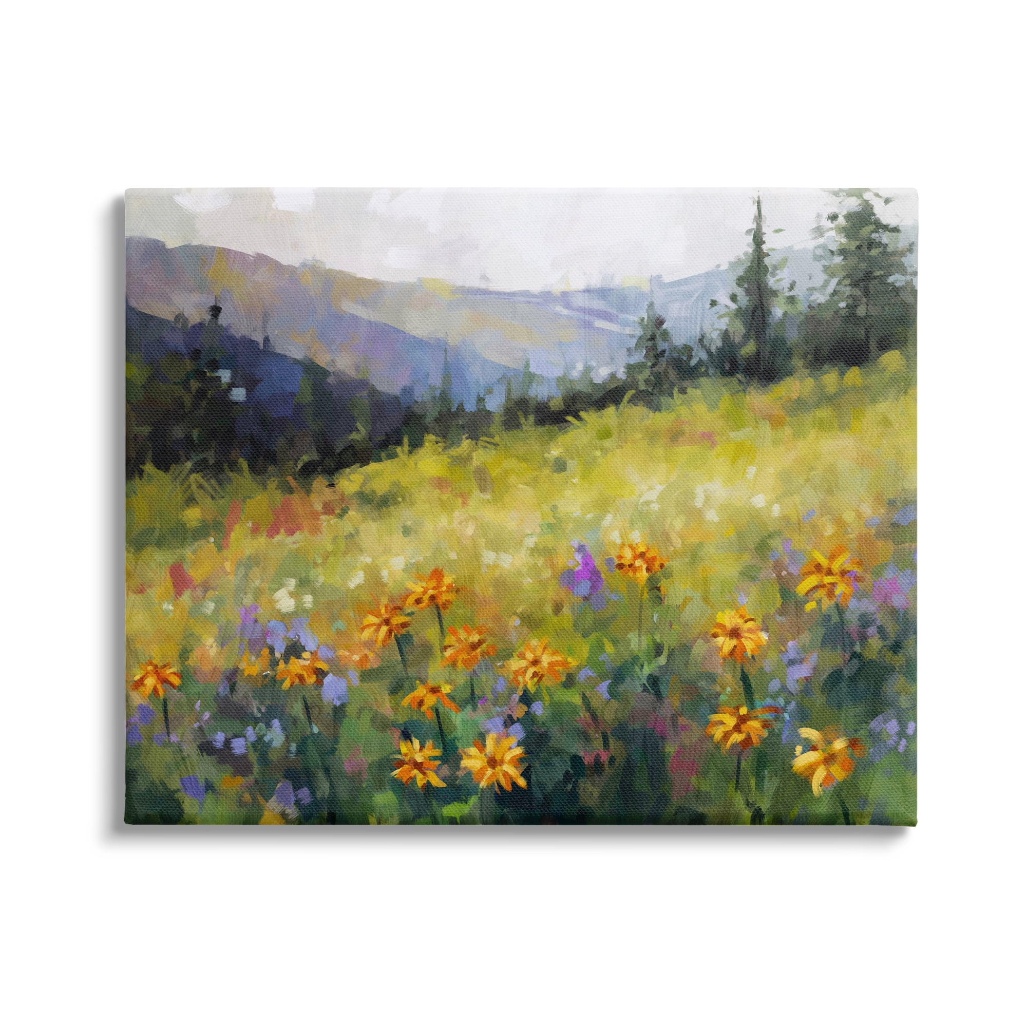 Stupell Industries Flower Meadow Painting Landscape Painting Gallery Wrapped Canvas Art Print Wall Art, 48 x 36