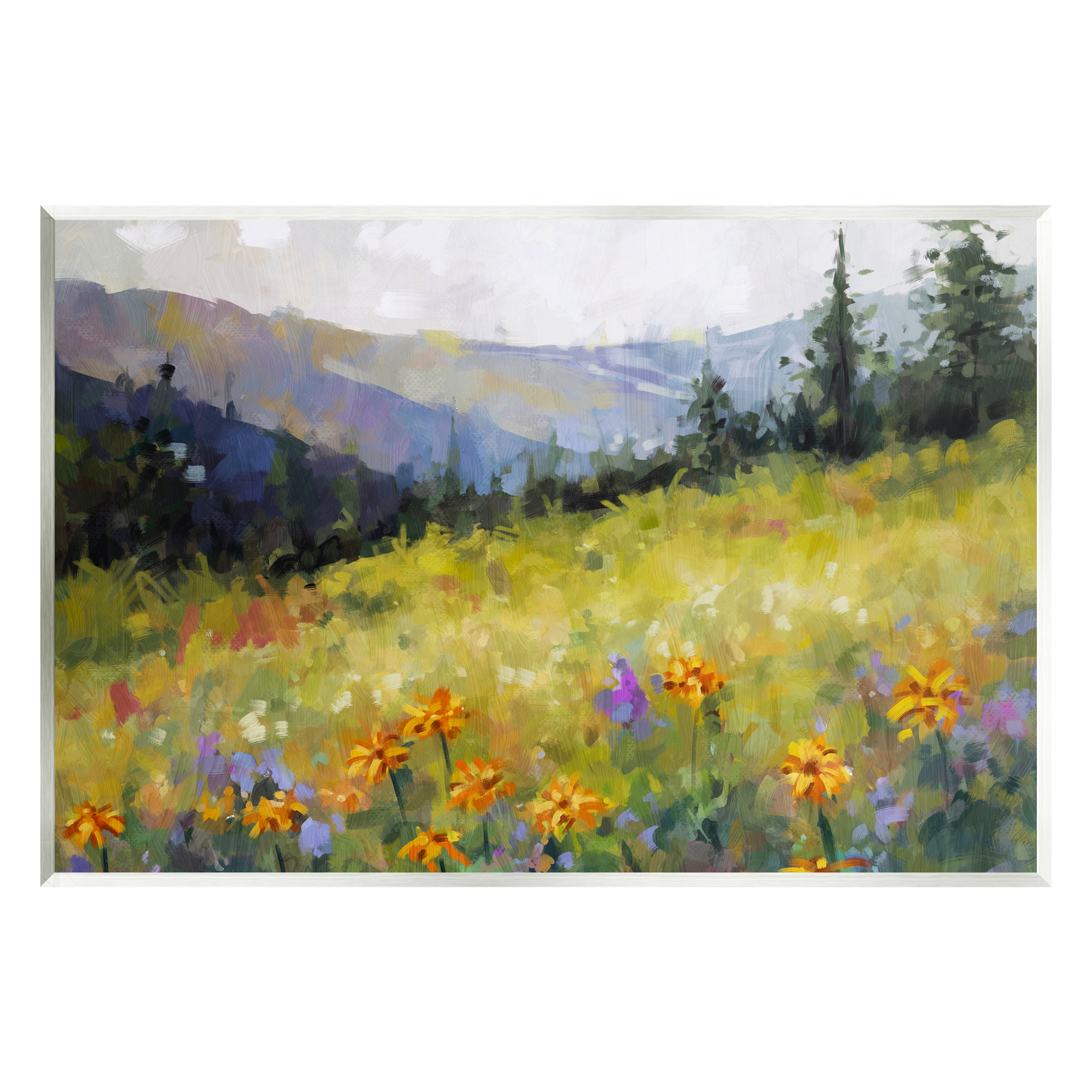 Stupell Industries Flower Meadow Painting Landscape Painting Unframed Art Print Wall Art, 15 x 10