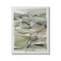 Stupell Industries Flower Outline on Green Botanical & Floral Painting Gallery Wrapped Canvas Art Print Wall Art, 16 x 20