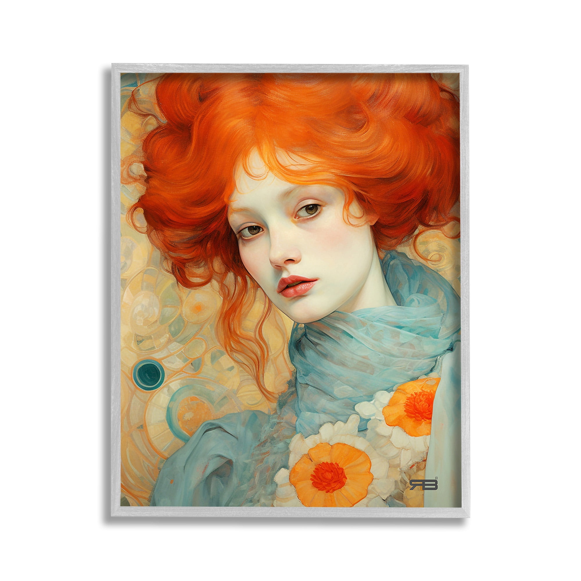 Stupell Industries Flower Patterned Woman Botanical & Floral Painting Gray Framed Art Print Wall Art, 11 x 14