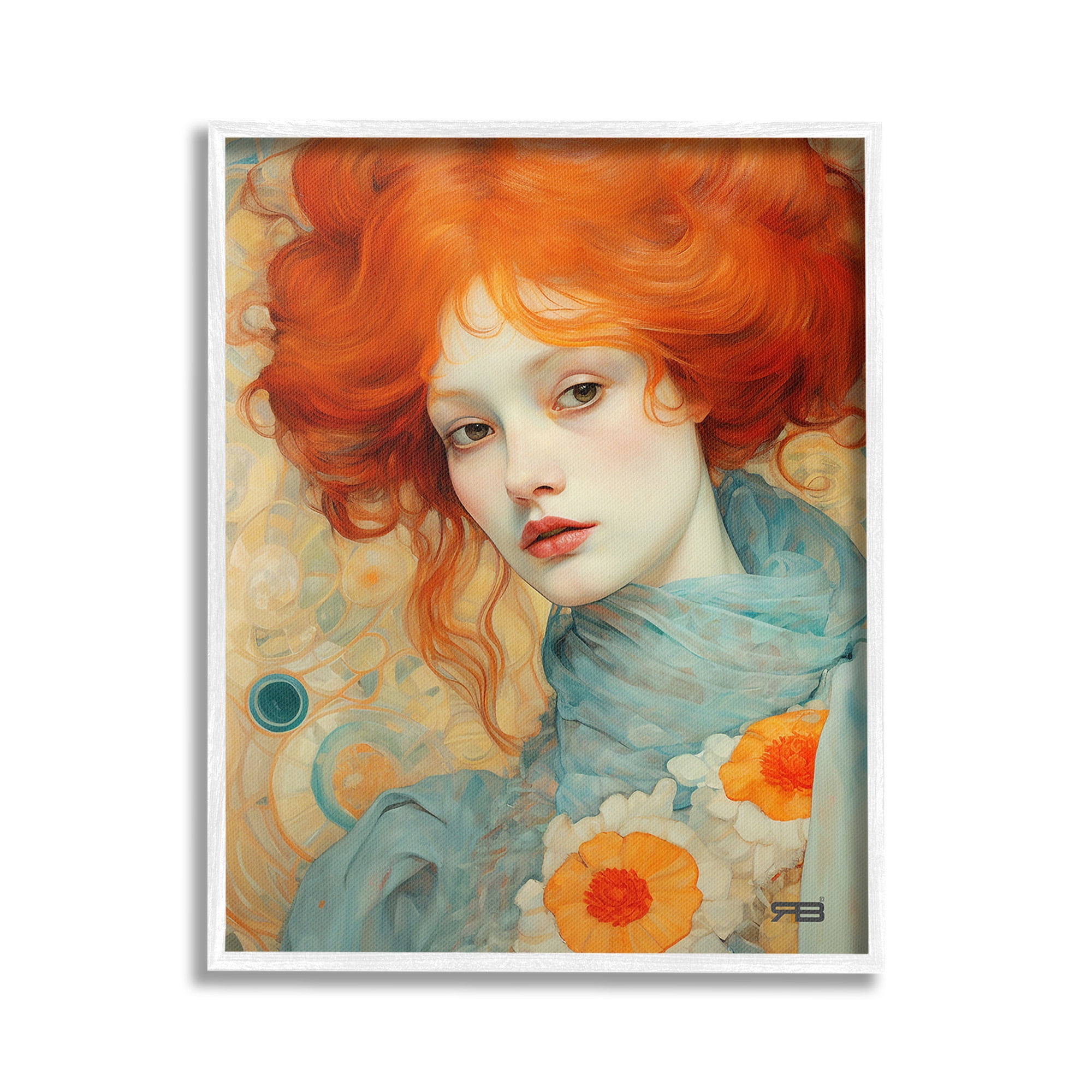 Stupell Industries Flower Patterned Woman Botanical & Floral Painting White Framed Art Print Wall Art, 24 x 30