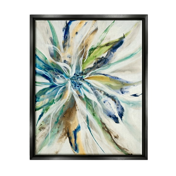 Stupell Industries Flower Petals Abstraction Abstract Painting Black Floater Framed Art Print Wall Art