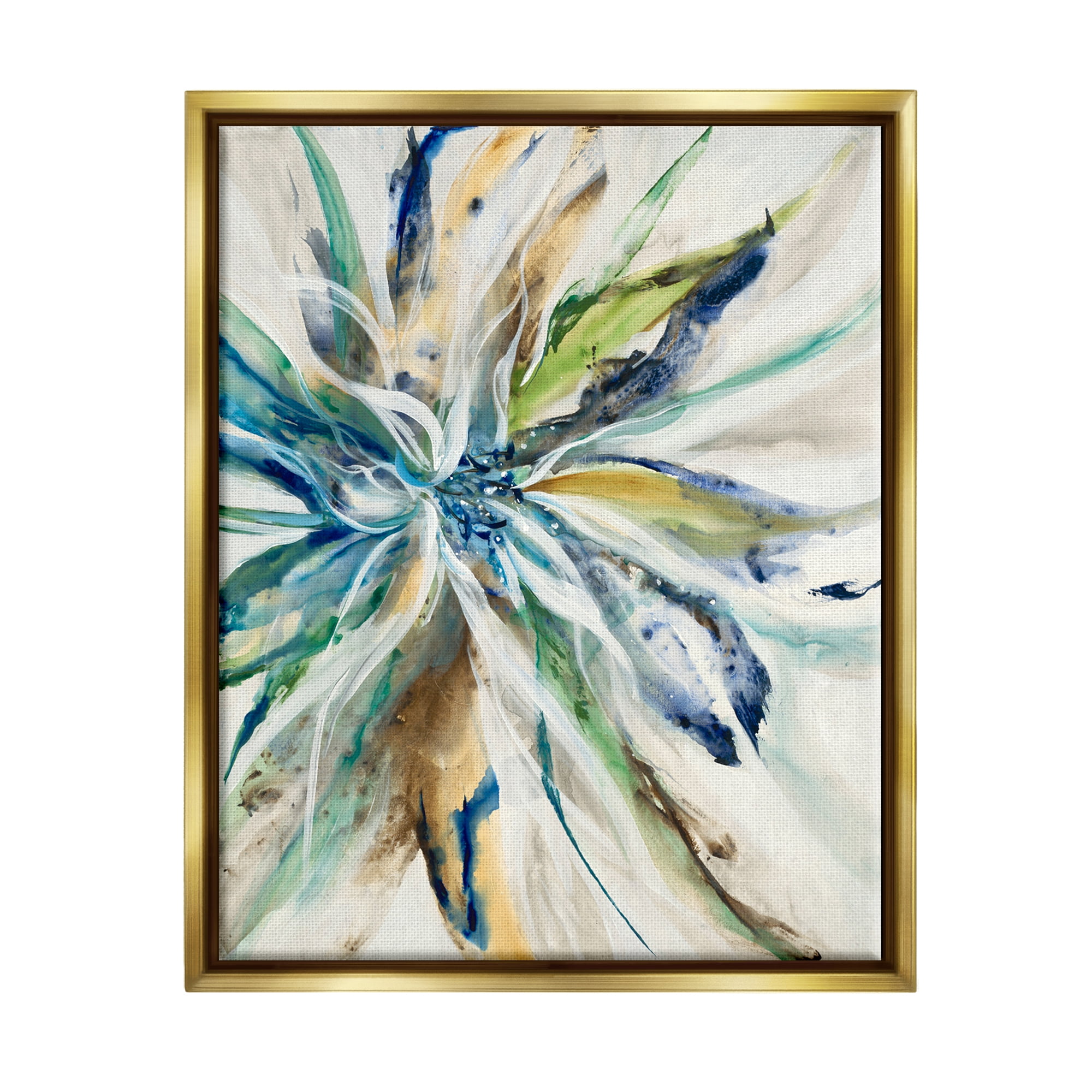 Stupell Industries Flower Petals Abstraction Abstract Painting Gold Floater Framed Art Print Wall Art
