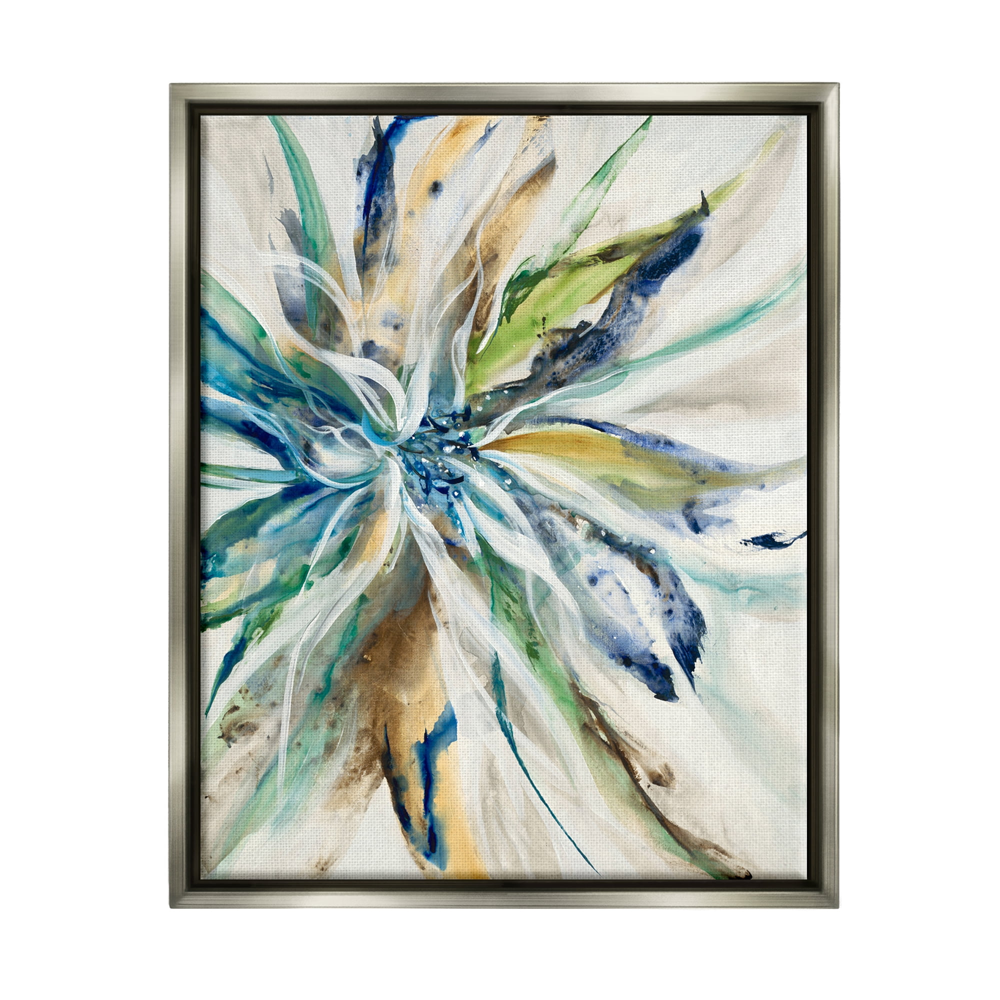 Stupell Industries Flower Petals Abstraction Abstract Painting Gray Floater Framed Art Print Wall Art