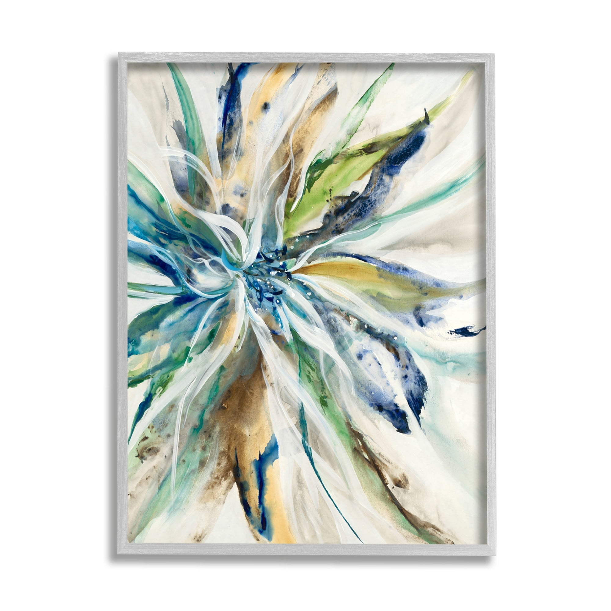 Stupell Industries Flower Petals Abstraction Abstract Painting Gray Framed Art Print Wall Art
