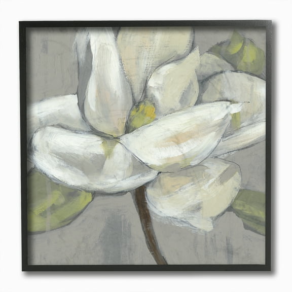 Stupell Industries Flower Petals Gray Green Painting Framed Wall Art by Jennifer Goldberger