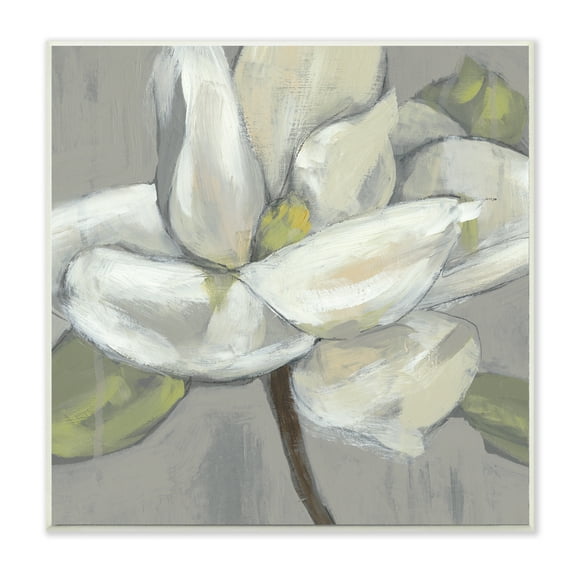 Stupell Industries Flower Petals Gray Green Painting Wood Plaque by Jennifer Goldberger