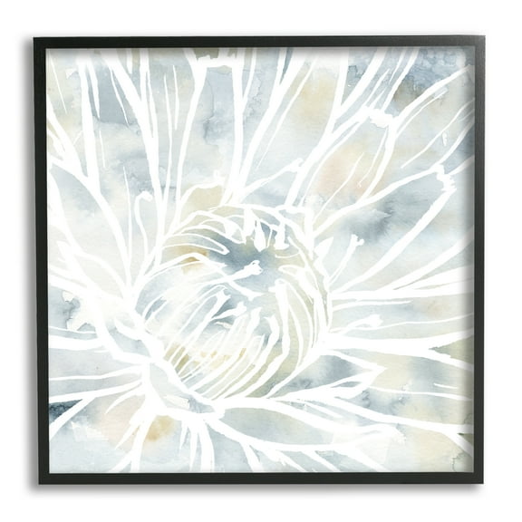 Stupell Industries Flower Petals Stamen Close Up White Outline Graphic Art Black Framed Art Print Wall Art, Design by Jackie Decker