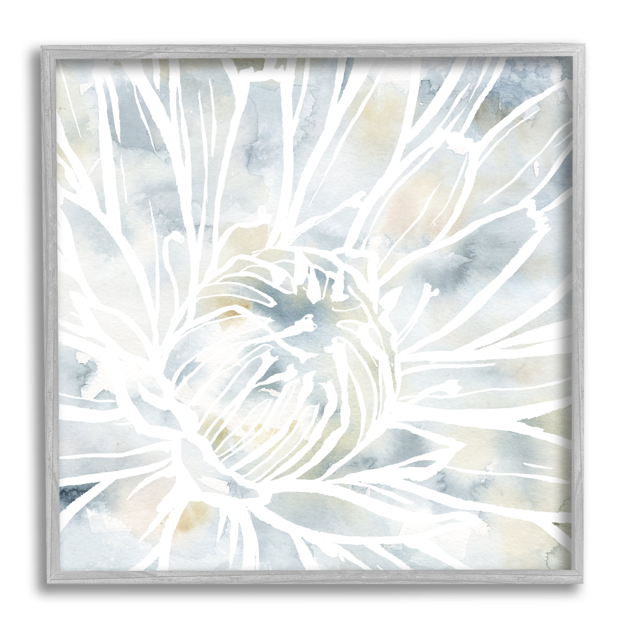 Stupell Industries Flower Petals Stamen Close Up White Outline Graphic Art Gray Framed Art Print Wall Art, Design by Jackie Decker