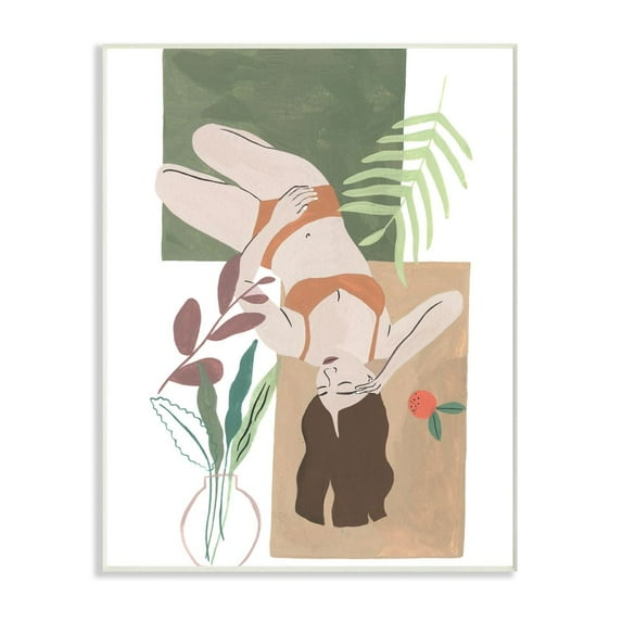 Stupell Industries Flower Plants Woman Figure Model Modern Painting Wall Plaque Art by Melissa Wang