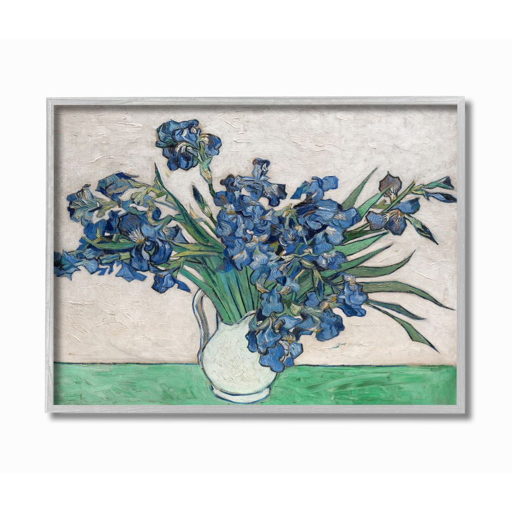 Stupell Industries Flower Pot Blue Green Van Gogh Classical Painting Framed Wall Art by Vincent Van Gogh
