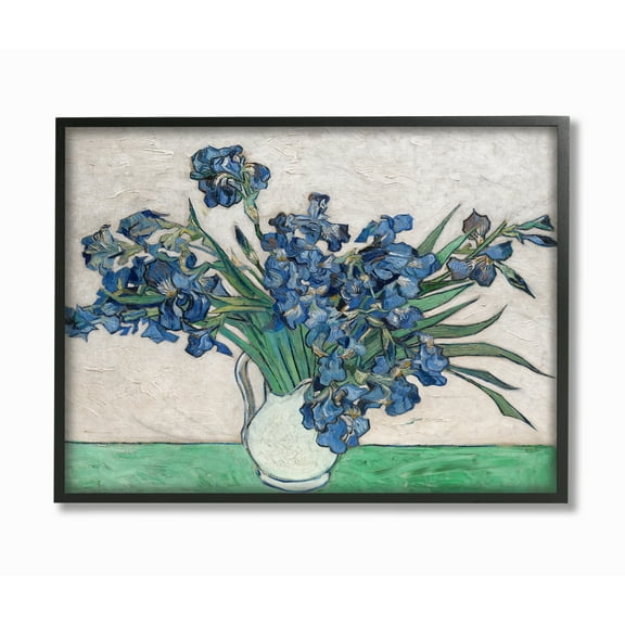 Stupell Industries Flower Pot Blue Green Van Gogh Classical Painting Framed Wall Art by Vincent Van Gogh