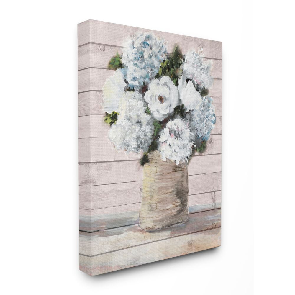 Stupell Industries Flower Pot Green Blue Pink Painting Super Canvas Wall Art by Julie DeRice