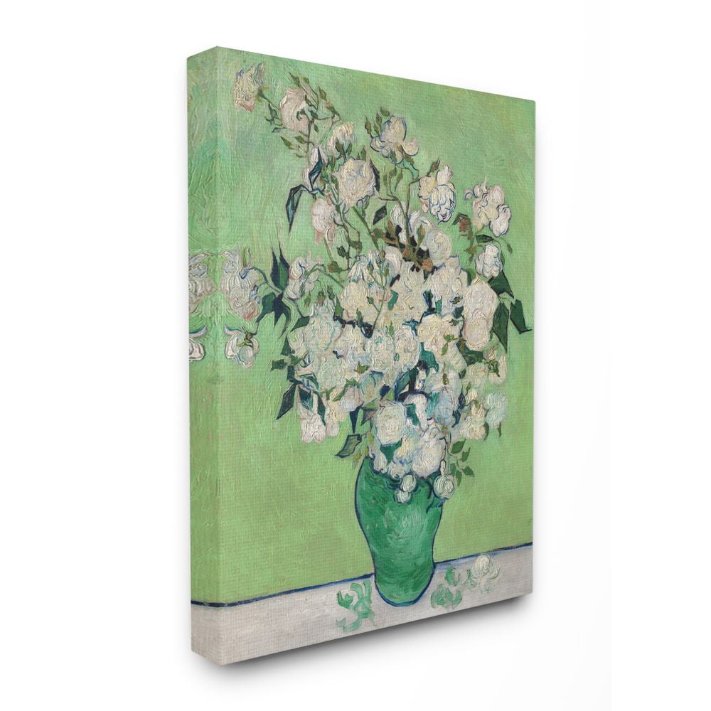 Stupell Industries Flower Pot Green White Van Gogh Classical Painting Canvas Wall Art by Vincent Van Gogh, 36" x 48", Canvas