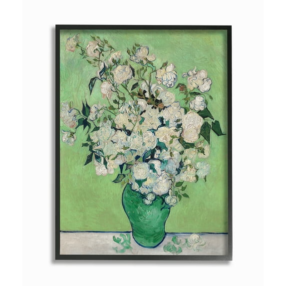 Stupell Industries Flower Pot Green White Van Gogh Classical Painting Framed Wall Art by Vincent Van Gogh