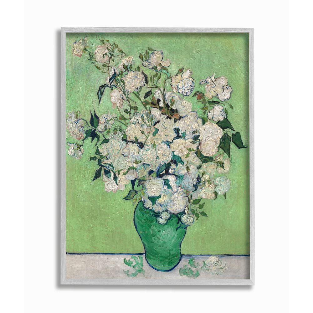 Stupell Industries Flower Pot Green White Van Gogh Classical Painting Framed Wall Art by Vincent Van Gogh