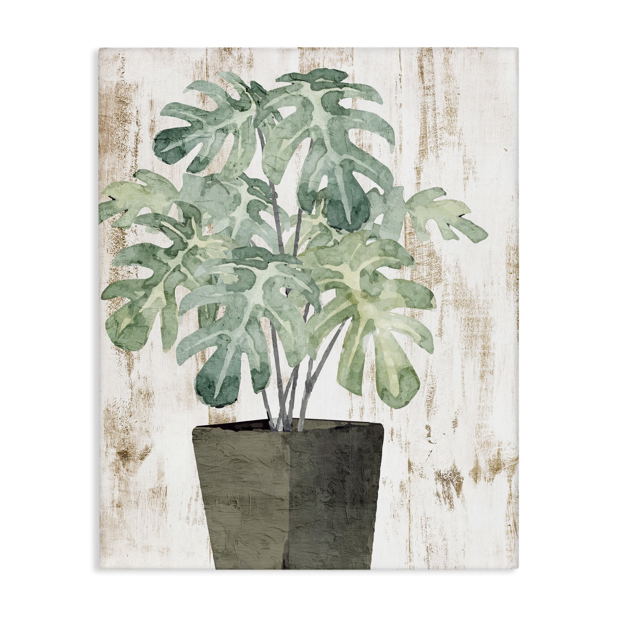 Stupell Industries Flower Pot Greenery Botanical & Floral Painting Gallery Wrapped Canvas Art Print Wall Art, 36 x 48
