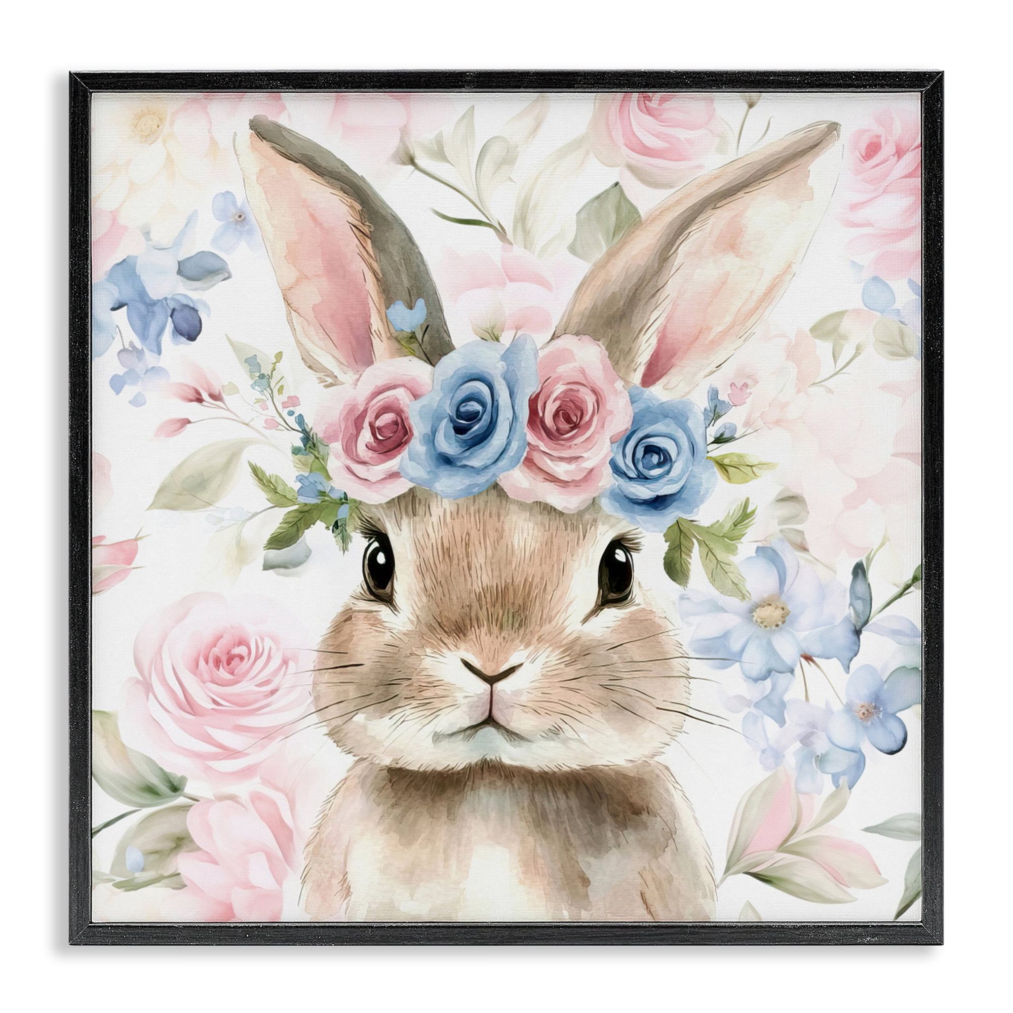 Stupell Industries Flower Power Bunny Black Framed Giclee Art, design by Tina LeCour