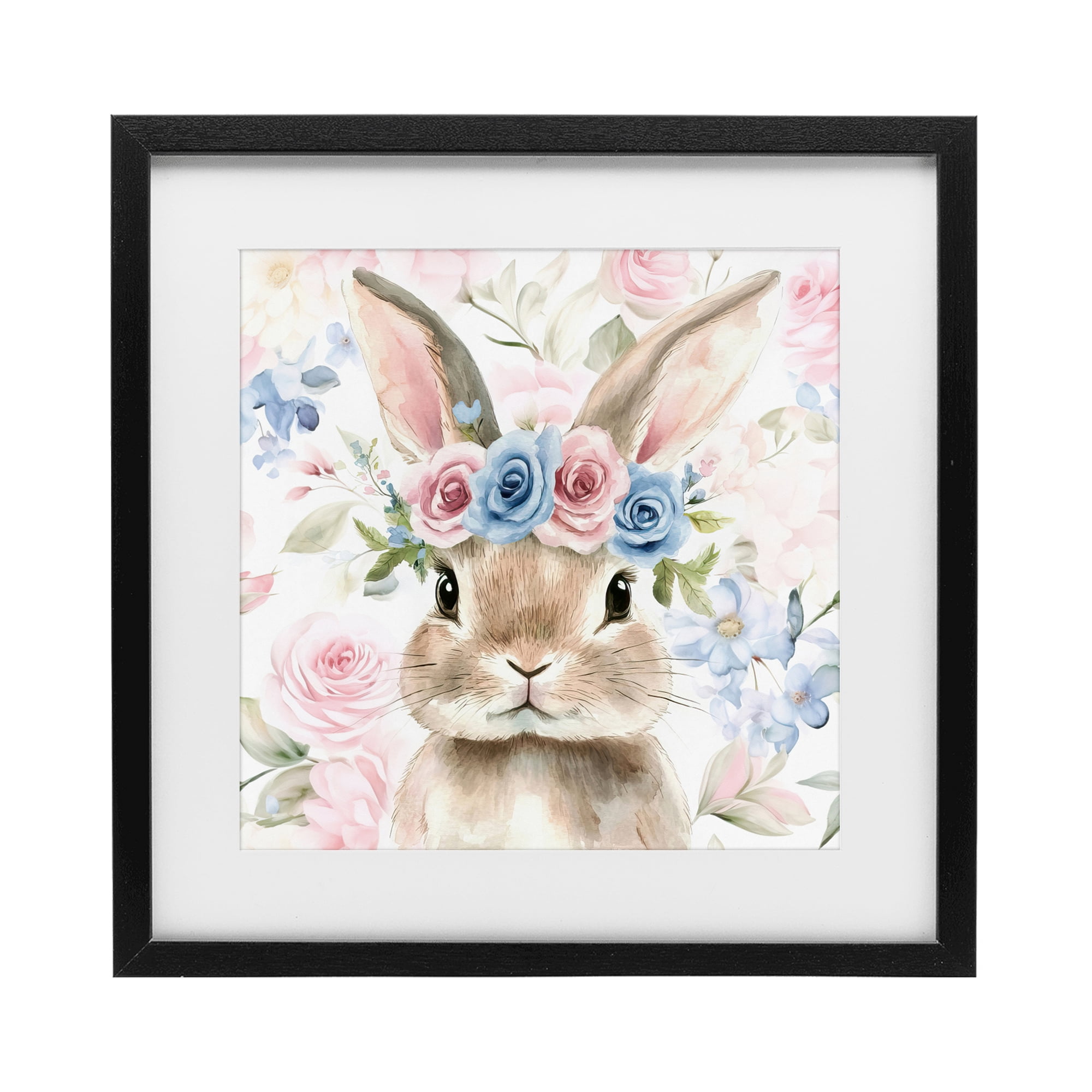 Stupell Industries Flower Power Bunny Black Framed Print Under Glass, design by Tina LeCour