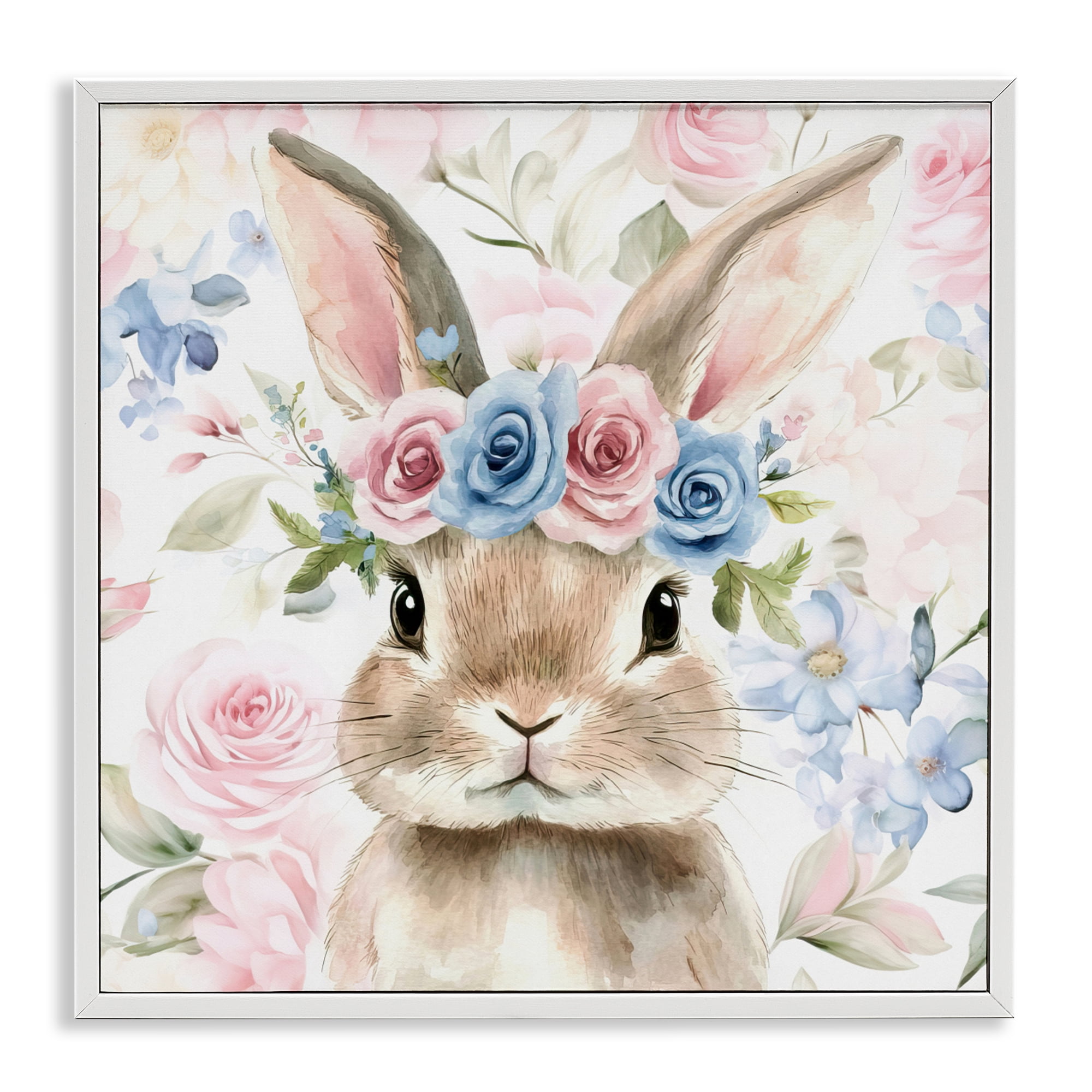 Stupell Industries Flower Power Bunny White Framed Giclee Art, design by Tina LeCour