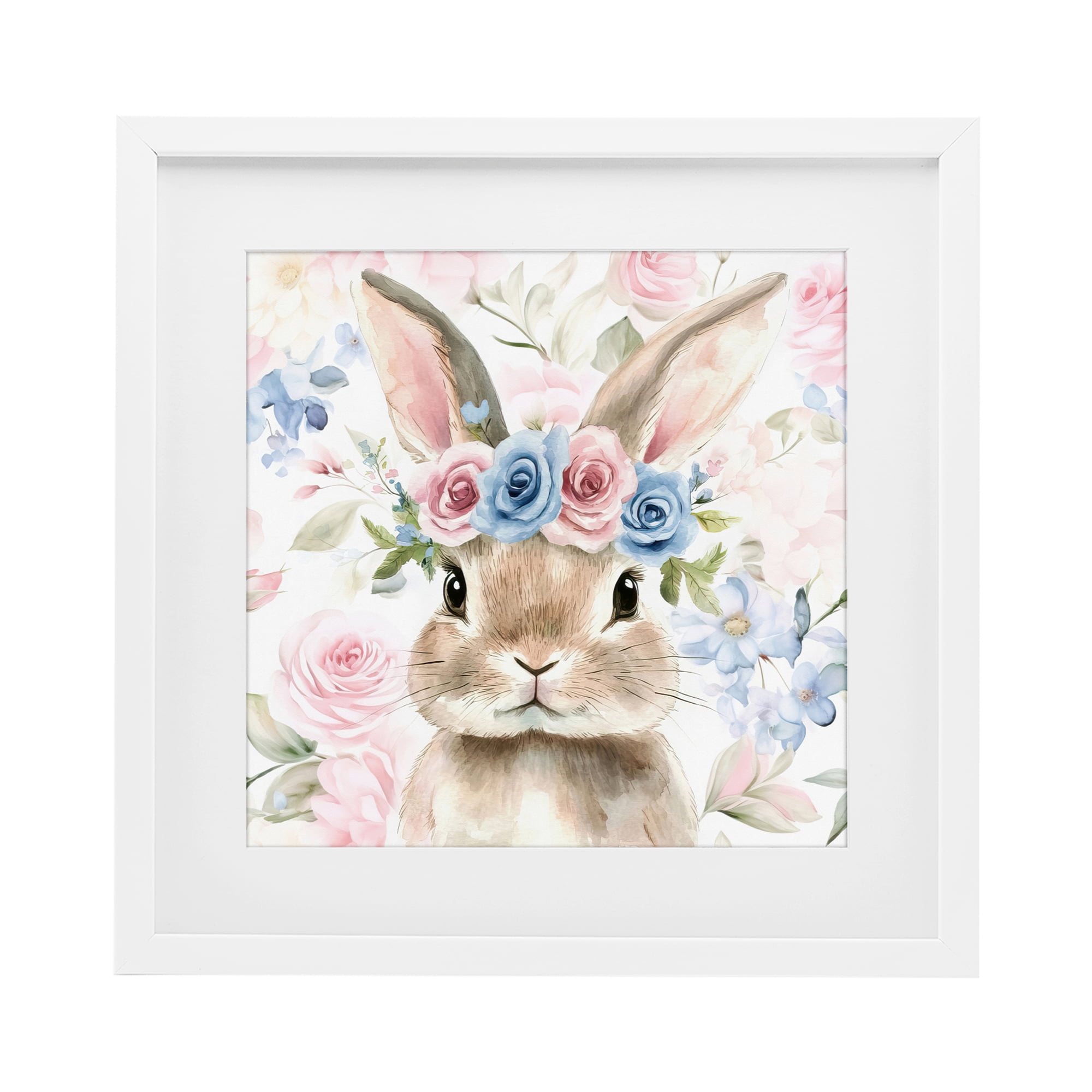 Stupell Industries Flower Power Bunny White Framed Print Under Glass, design by Tina LeCour