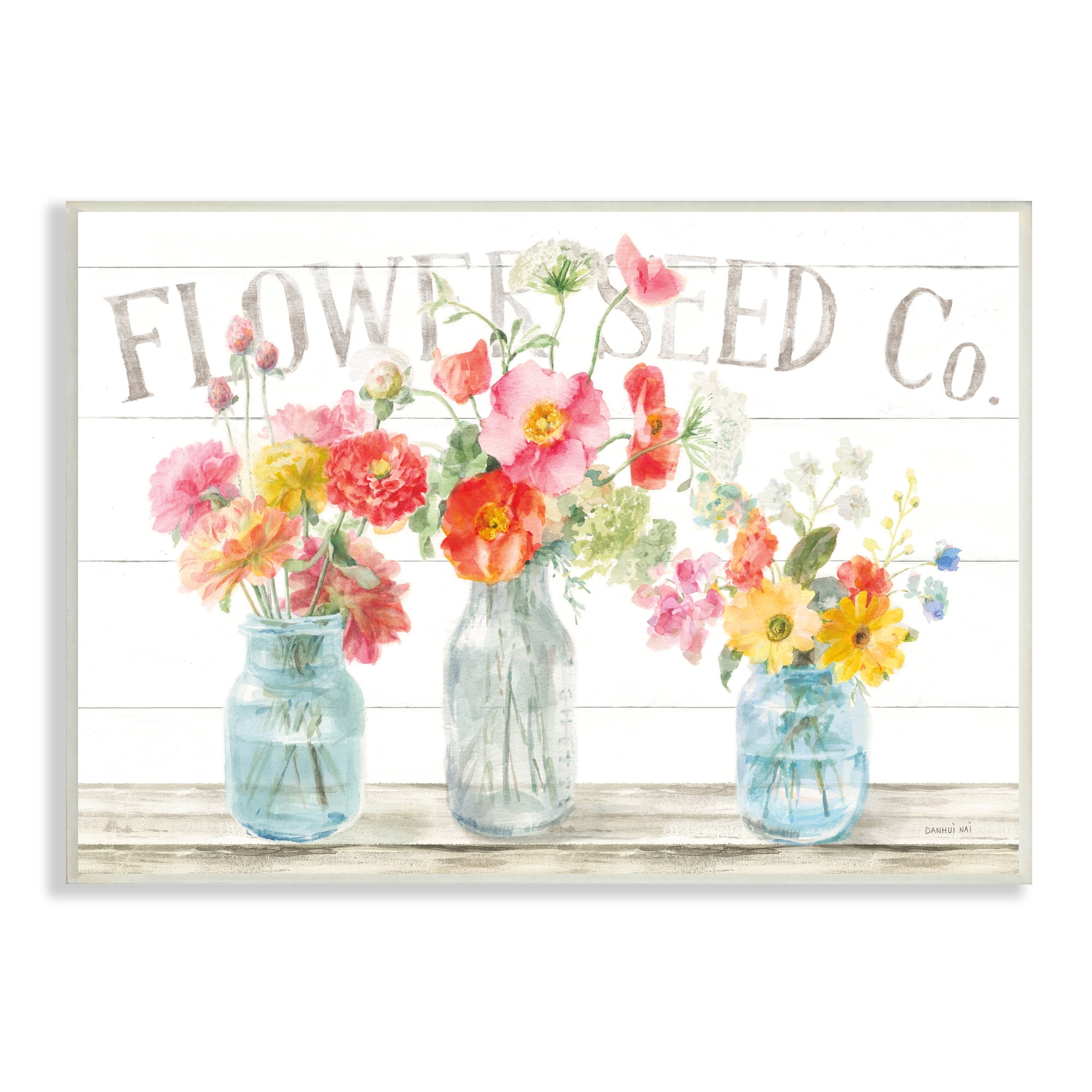 Stupell Industries Flower Seed Co. Vibrant Spring Blossoming Florals, 15 x 10, Design by Danhui Nai