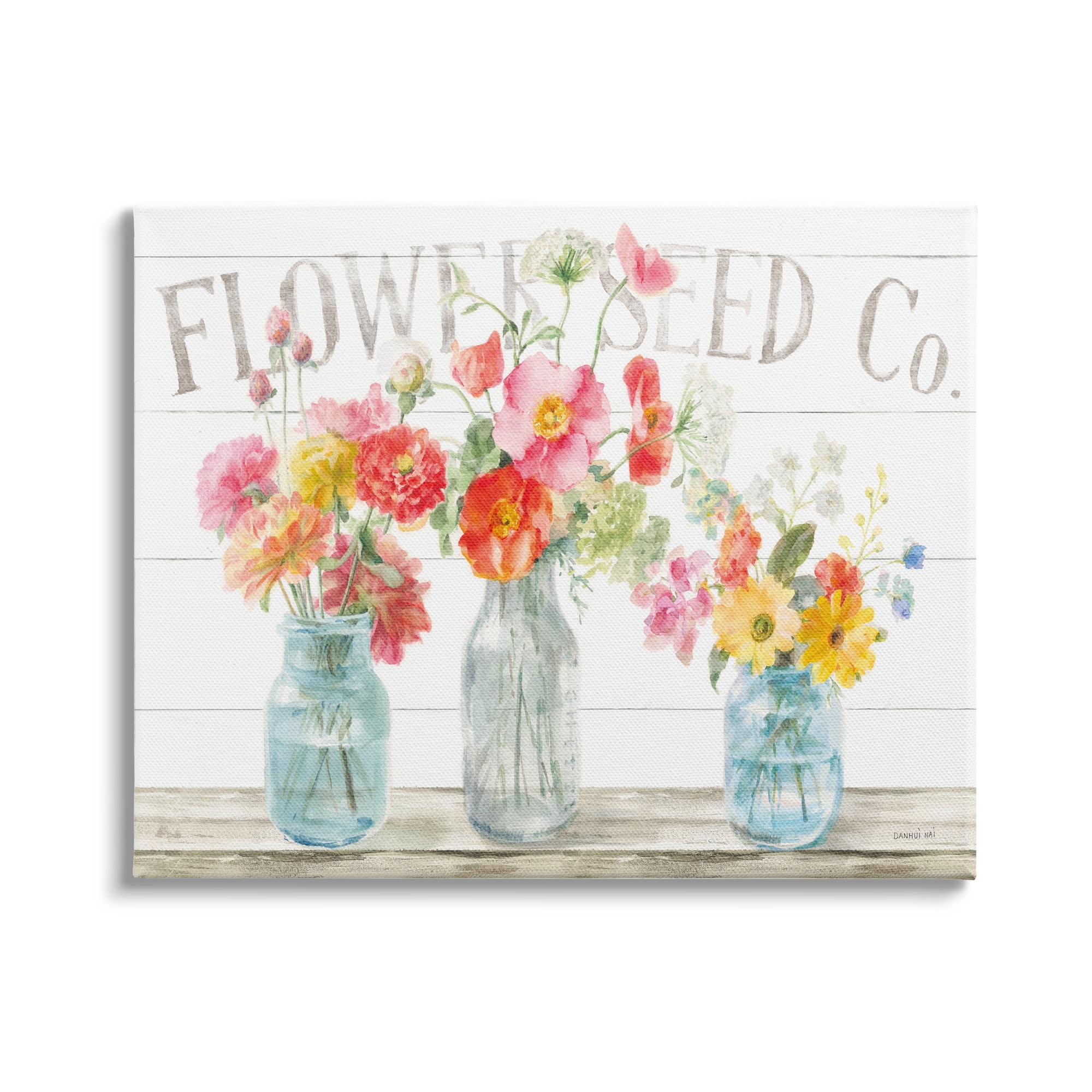Stupell Industries Flower Seed Co. Vibrant Spring Blossoming Florals, 48 x 36, Design by Danhui Nai