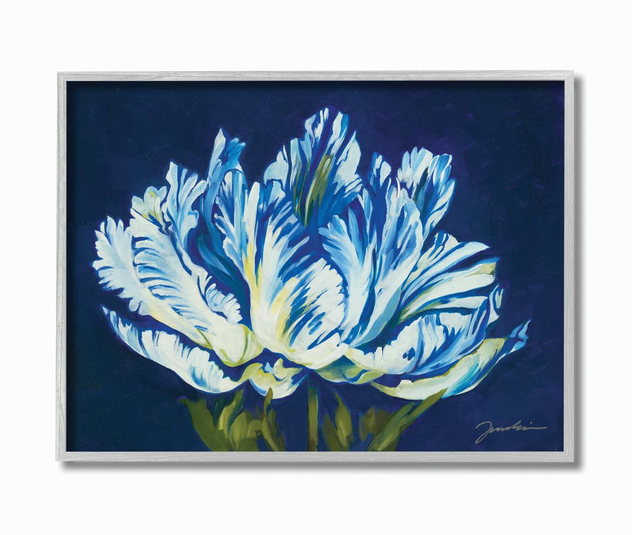 Stupell Industries Flower Shape Blue Green Painting Framed Wall Art by Third and Wall